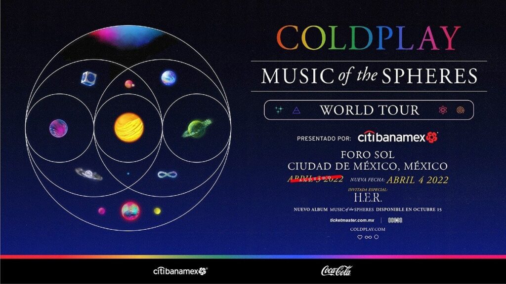 COLDPLAY ANUNCIA NUEVA FECHA DE SU MUSIC OF THE SPHERES WORLD TOUR EN