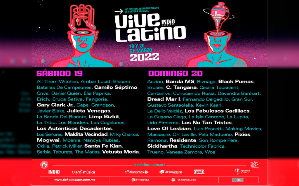 Se anuncian las bandas por día de la edición número 22 del Festival Vive Latino